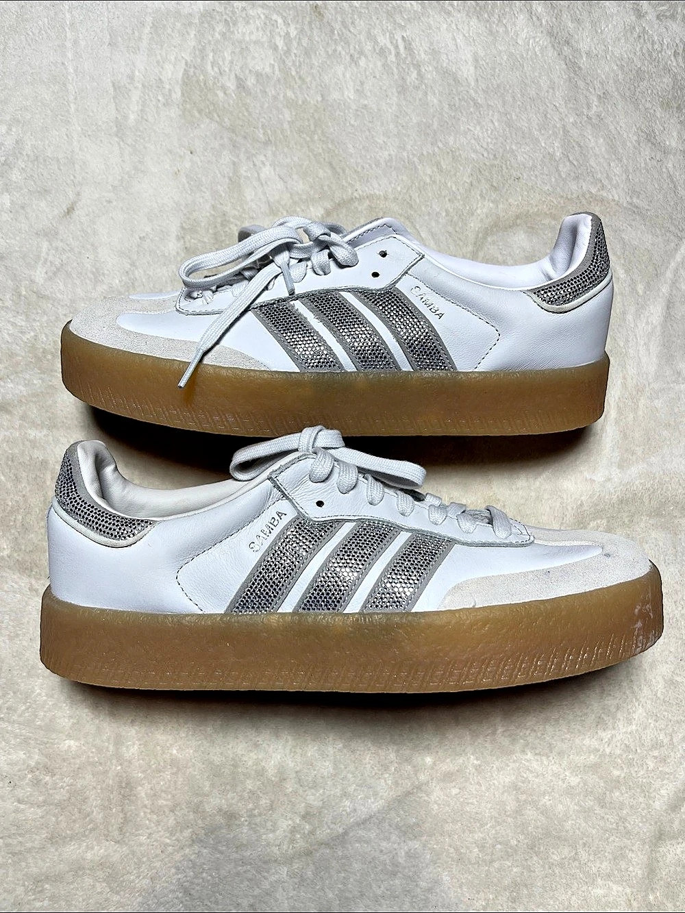 adidas Samba Rhinestone Detail Sneakers White US 9.5 Woman’s